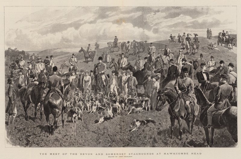 Das Treffen der Devon und Somerset Staghounds bei Hawkcombe Head von John Charlton