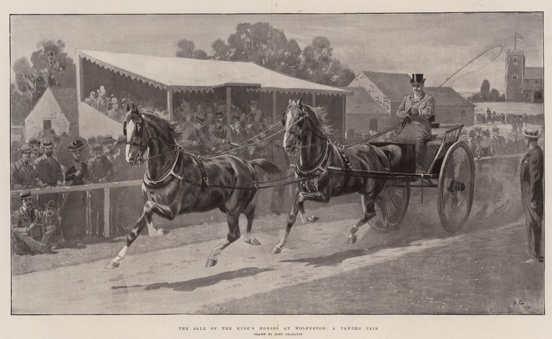 Der Verkauf der Pferde des Königs in Wolferton, ein Tandem-Paar von John Charlton
