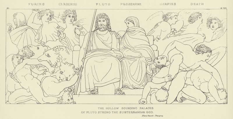 Furien, Cerberus, Pluto, Proserpina, Harpyien, Tod von John Flaxman