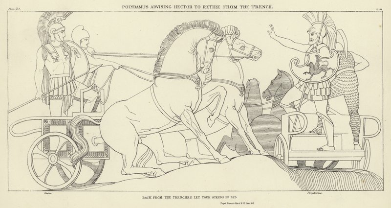 Polydamus rät Hector, sich aus dem Graben zurückzuziehen von John Flaxman