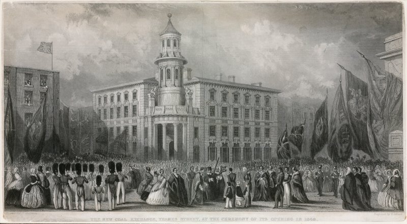 Die neue Kohlenbörse, Thames Street, bei der Eröffnungszeremonie 1849 von John Francis Salmon