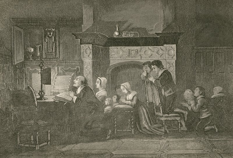 Der Lebensmittelhändler und seine Familie beim Gebet von John Franklin