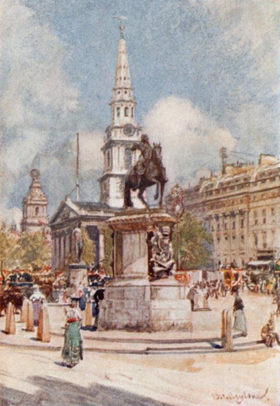 Charing Cross, mit Statue von Karl I. und St. Martin-in-the-Fields von John Fulleylove