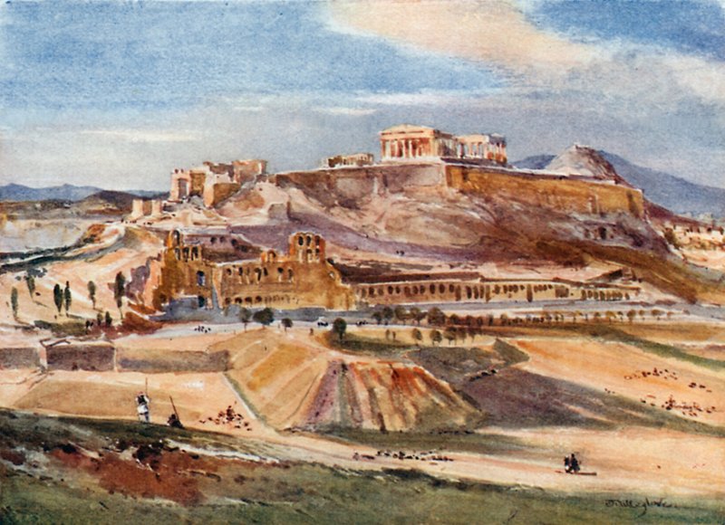 Die Akropolis vom Fuße des Philopappus-Hügels von John Fulleylove