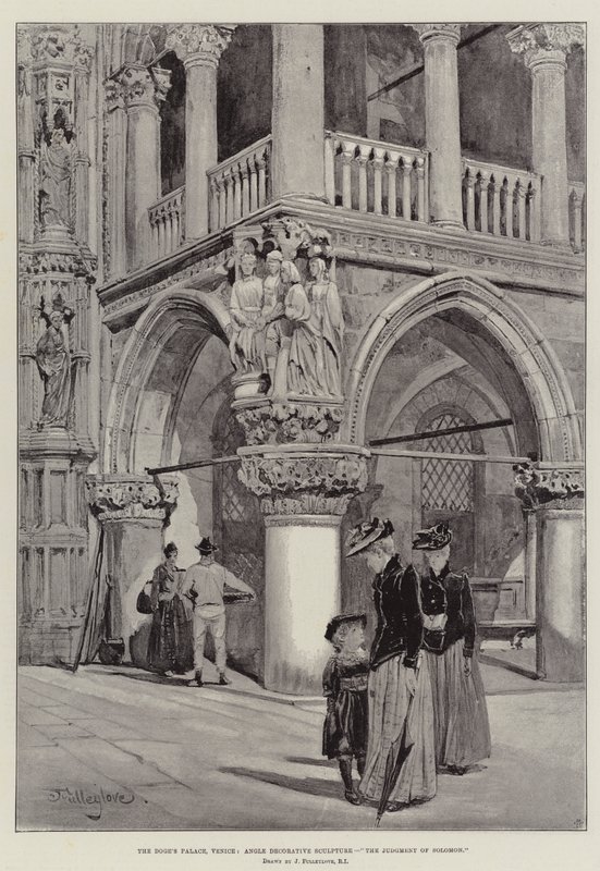 Der Dogenpalast, Venedig, Winkeldekorative Skulptur, Das Urteil Salomos von John Fulleylove