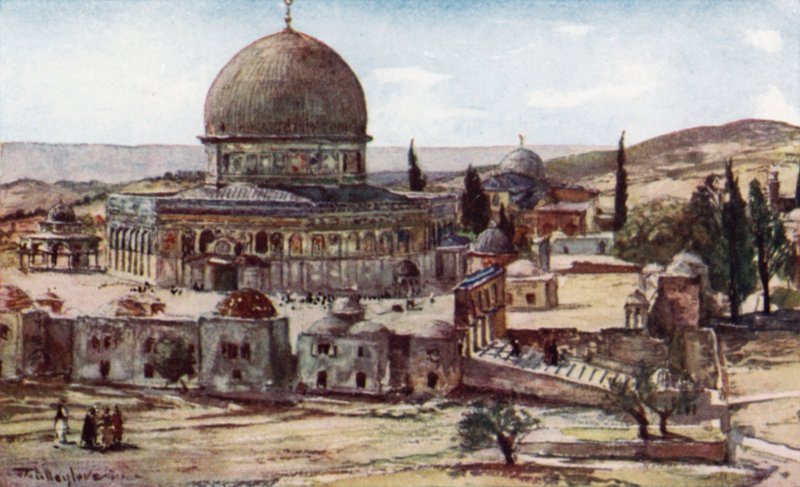 Der Felsendom (Moschee von Omar), von den Kasernen nahe dem Standort des Turms von Antonia von John Fulleylove