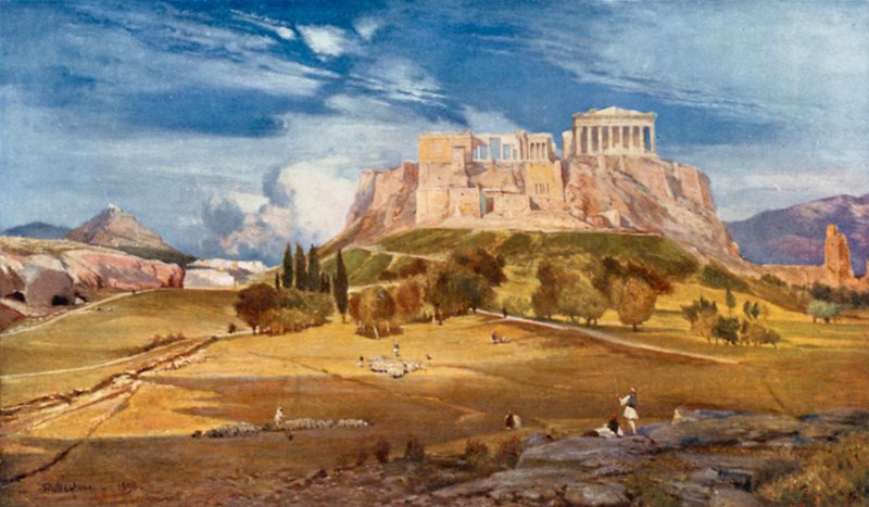 Das westliche Ende der Akropolis, gesehen von unterhalb des Pnyx von John Fulleylove