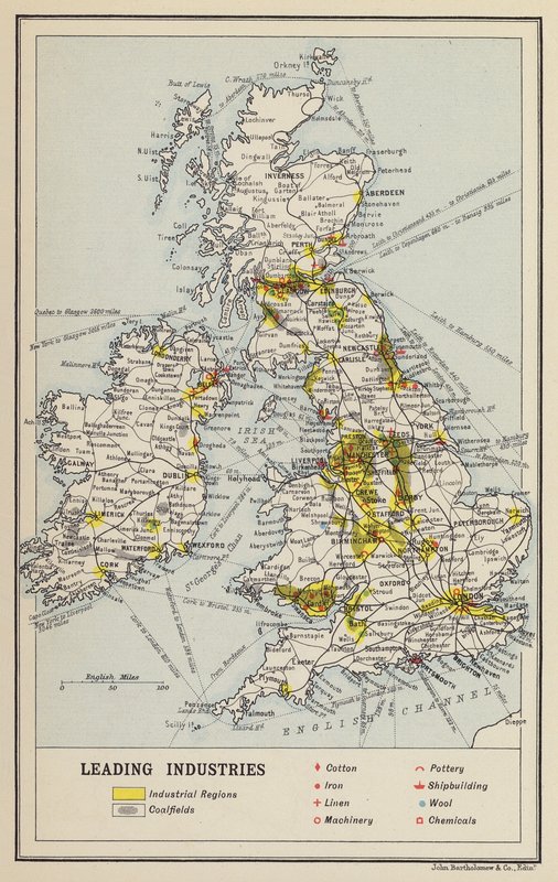 Britische Inseln, Wirtschaft, Führende Industrien von John George Bartholomew