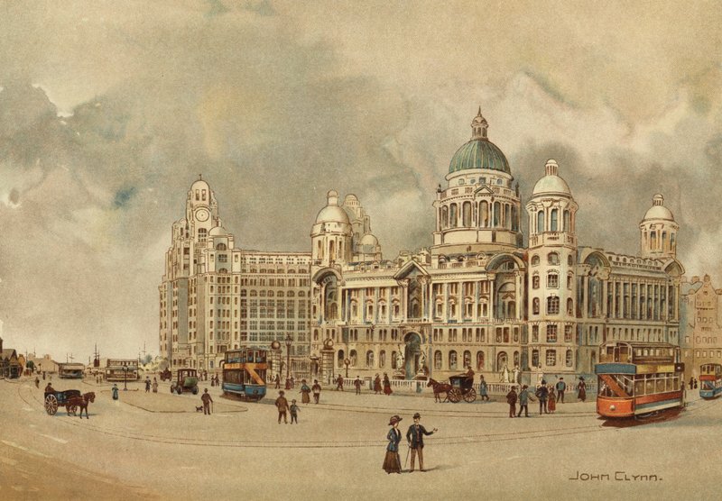 Liverpool: Büros der Mersey Docks und Harbour Board, Liver Building, usw., Zugang zur Anlegestelle von John Glynn