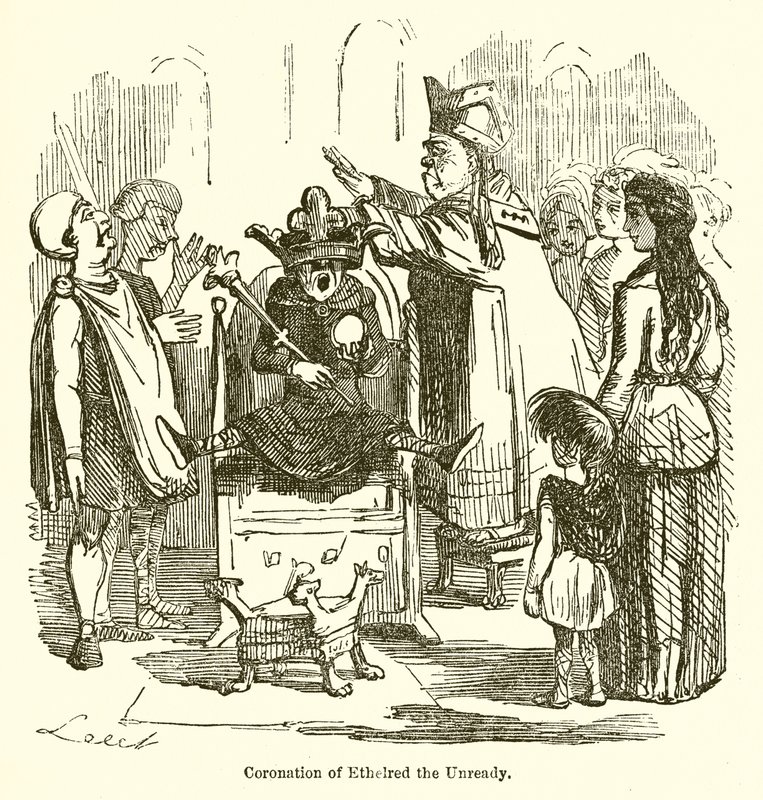 Krönung von Ethelred dem Unbereiten von John Leech