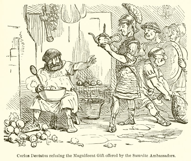 Curius Dentatus lehnt das prächtige Geschenk der samnitischen Botschafter ab von John Leech