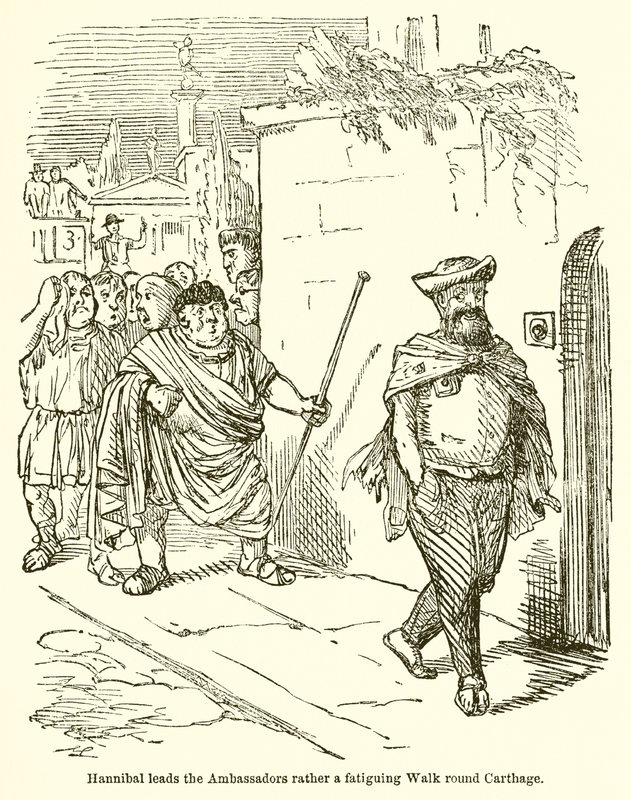 Hannibal führt die Botschafter zu einem ermüdenden Rundgang durch Karthago von John Leech