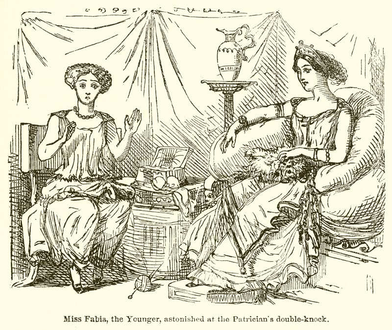Miss Fabia, die Jüngere, erstaunt über das Doppelschlagen des Patriziers von John Leech