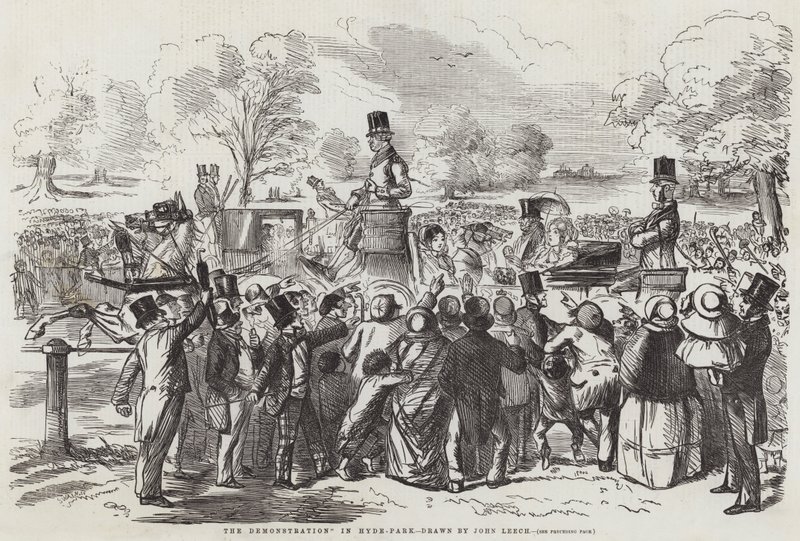 Die Demonstration im Hyde-Park von John Leech