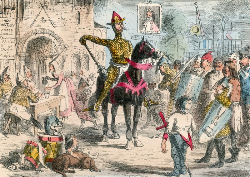 William inspiziert die Freiwilligen vor der Invasion Englands von John Leech