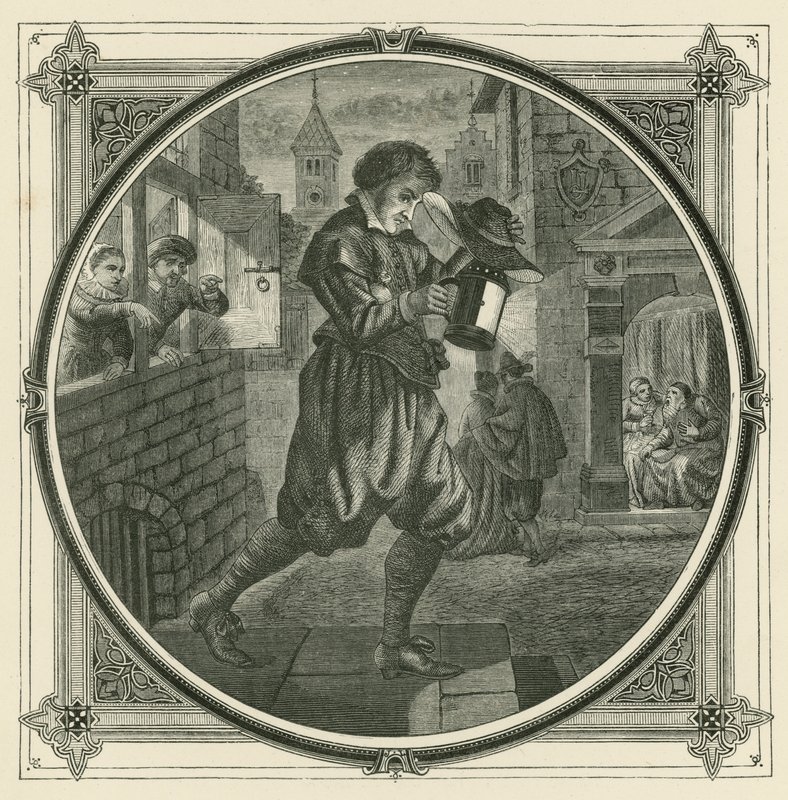 Feuer, Husten, Liebe und Geld bleiben nicht lange verborgen (Stich) von John Leighton