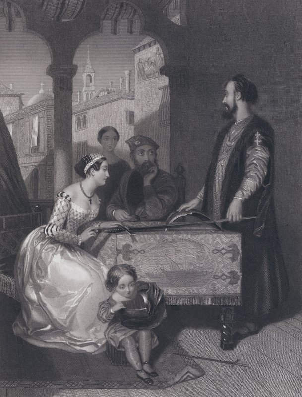 Gentile Bellini und die Nachkommen des großen Enrico Dandolo (Gravur) von John Rogers (after) Herbert