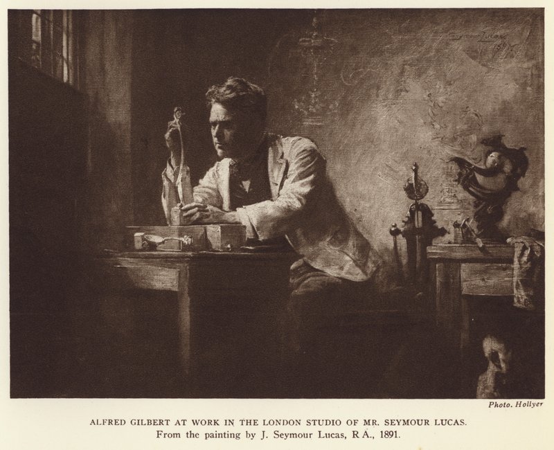 Alfred Gilbert, englischer Bildhauer von John Seymour (after) Lucas