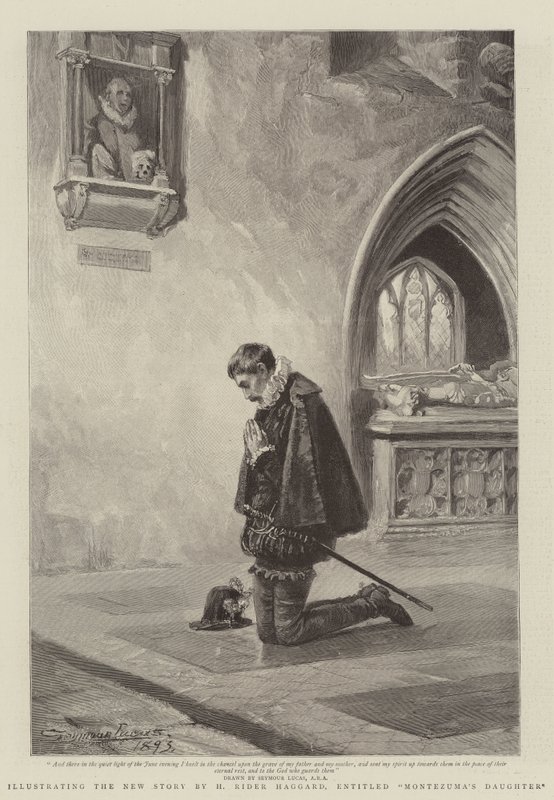 Illustration der neuen Geschichte von H. Rider Haggard, mit dem Titel Montezuma
