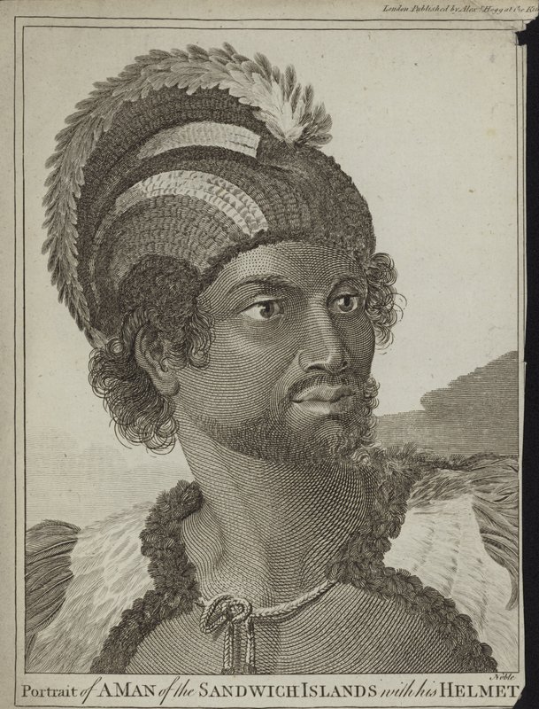 Ein Mann von den Sandwichinseln mit seinem Helm von John Webber