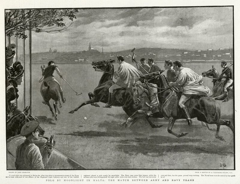 Polo bei Mondschein in Malta, das Spiel zwischen Armee- und Marine-Teams von John after Charlton