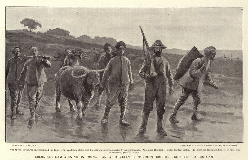 Koloniale Kampagne in China, ein australischer Matrose bringt Vorräte zu seinem Lager von Joseph Nash