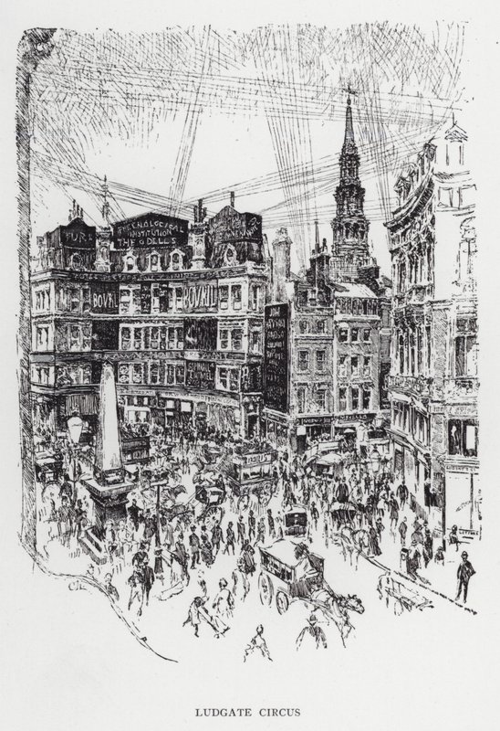 Ludgate Circus von Joseph (after) Pennell