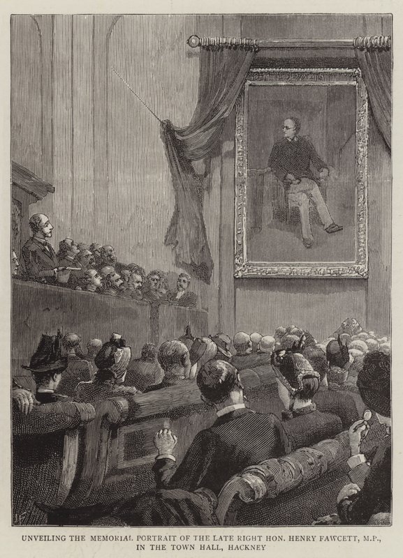Enthüllung des Gedenkporträts des verstorbenen ehrenwerten Henry Fawcett, MP, im Rathaus von Hackney von Joseph Finnemore