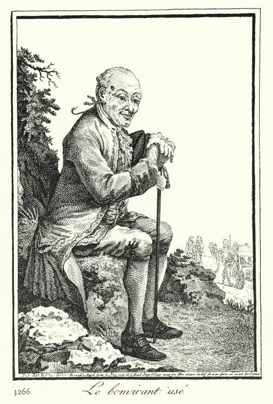 Der erschöpfte Lebemann (Stich) von Joseph Franz von (after) Goez