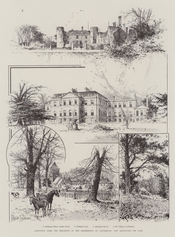 Addington Park, die Residenz der Erzbischöfe von Canterbury, jetzt zum Verkauf angekündigt von Joseph Holland Tringham
