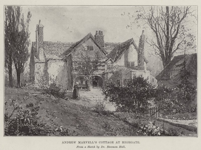 Andrew Marvells Cottage in Highgate von Joseph Holland Tringham