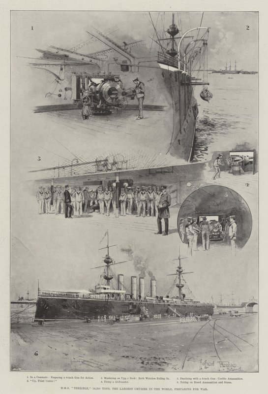 HMS Terrible, 14.220 Tonnen, der größte Kreuzer der Welt, Vorbereitung auf den Krieg von Joseph Holland Tringham