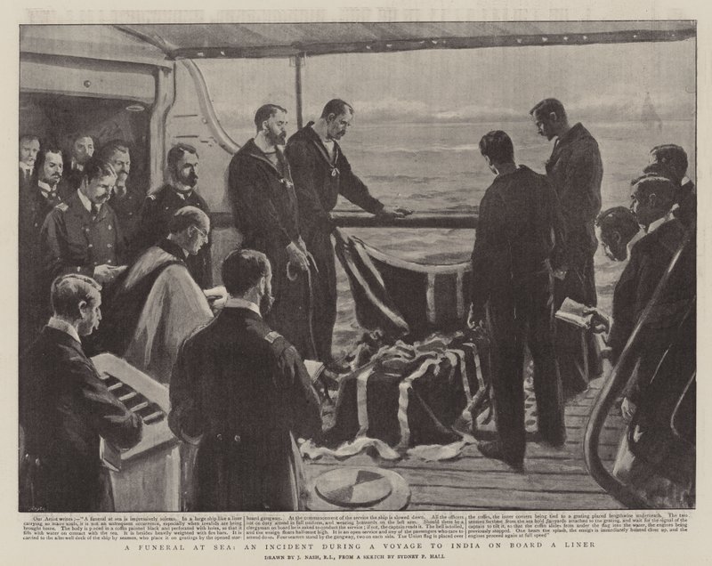 Ein Begräbnis auf See, ein Vorfall während einer Reise nach Indien an Bord eines Liners von Joseph Nash