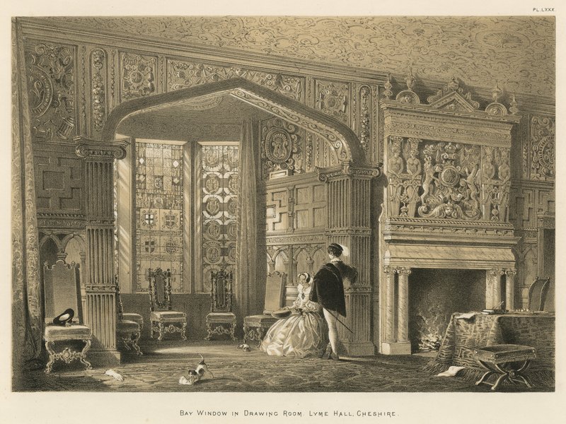 Erkerfenster im Wohnzimmer, Lyme Hall, Cheshire von Joseph Nash