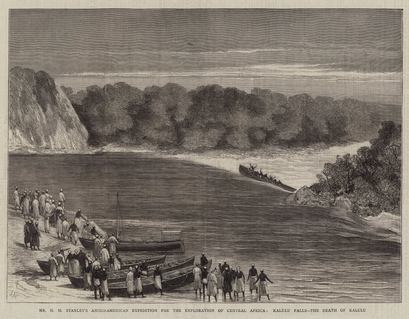 Mr. H. M. Stanleys anglo-amerikanische Expedition zur Erforschung Zentralafrikas, Kalulu-Fälle, der Tod von Kalulu von Joseph Nash