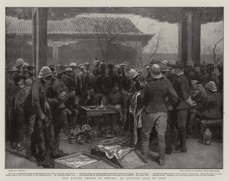 Die alliierten Truppen in Peking, eine Auktion von Beute von Joseph Nash