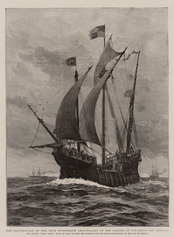 Die Feier des vierhundertsten Jahrestages der Abfahrt von Kolumbus nach Amerika von Joseph Nash
