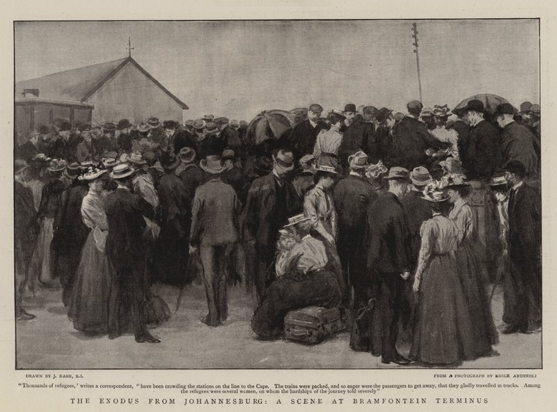 Der Exodus aus Johannesburg, eine Szene am Bramfontein-Terminus von Joseph Nash