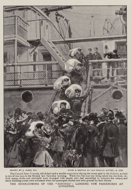 Die Heimkehr der Pavonia, Landung der Passagiere in Liverpool von Joseph Nash