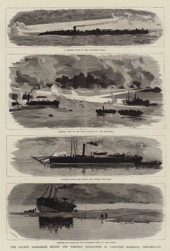 Die jüngsten U-Boot-Minen- und Torpedooperationen im Langston Harbour, Portsmouth von Joseph Nash
