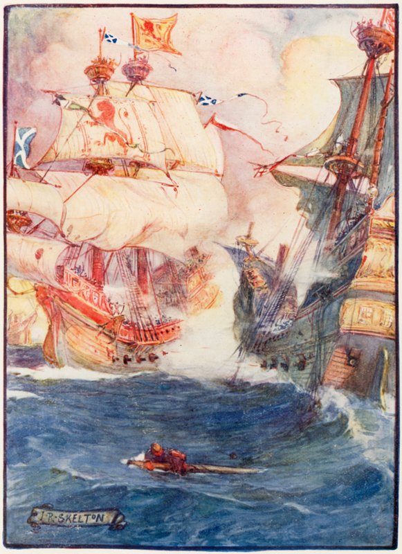 Seeschlacht zwischen den Schotten und Engländern von Joseph Ratcliffe Skelton