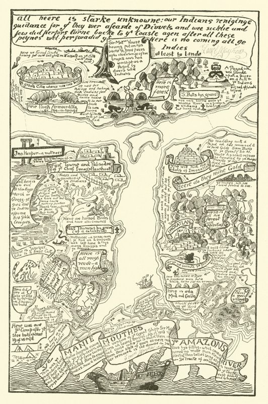 Karte des trüben Amazonas in Rot und Schwarz von Joseph Rudyard (after) Kipling