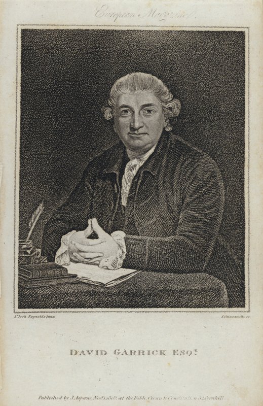 David Garrick, englischer Schauspieler, Dramatiker und Theaterleiter von Joshua (after) Reynolds