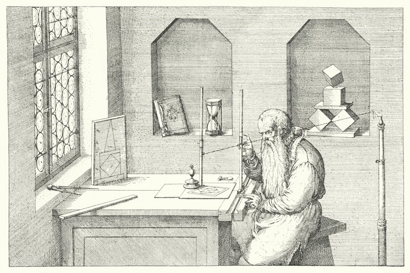Deutscher Goldschmied, Künstler und Radierer Wenzel Jamnitzer in seinem Atelier (Gravur) von Jost (after) Amman