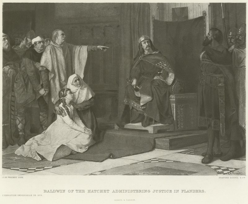 Baldwin der Beilträger, der in Flandern Gerechtigkeit übt (Gravur) von Juliaan de Vriendt