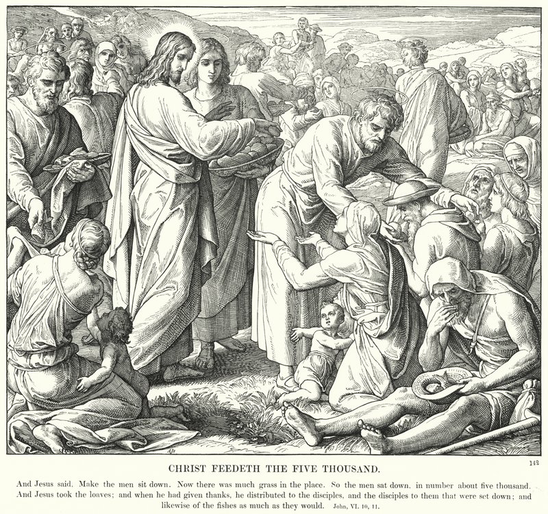 Christus speist die Fünftausend (Gravur) von Julius (after) Schnorr von Carolsfeld