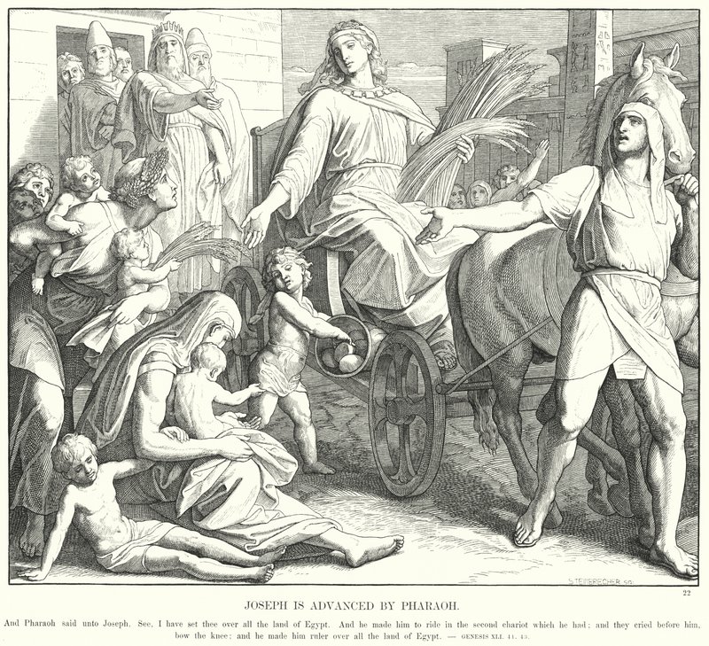 Joseph wird von Pharao befördert (Gravur) von Julius (after) Schnorr von Carolsfeld