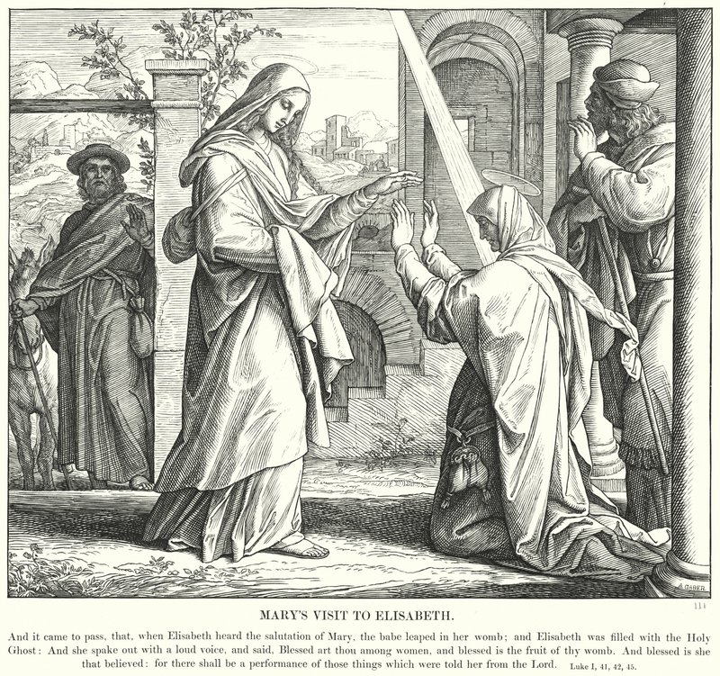 Marias Besuch bei Elisabeth (Gravur) von Julius (after) Schnorr von Carolsfeld