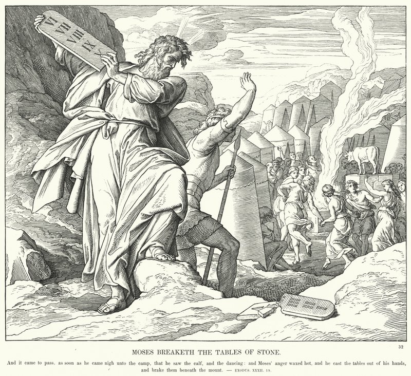 Moses zerbricht die Steintafeln von Julius (after) Schnorr von Carolsfeld