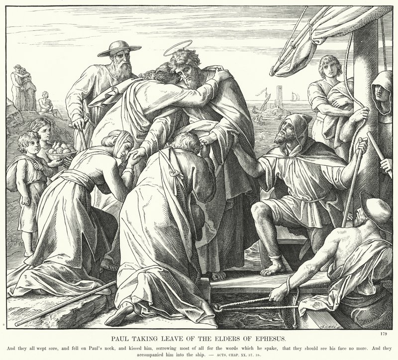 Paulus verabschiedet sich von den Ältesten von Ephesus (Gravur) von Julius (after) Schnorr von Carolsfeld
